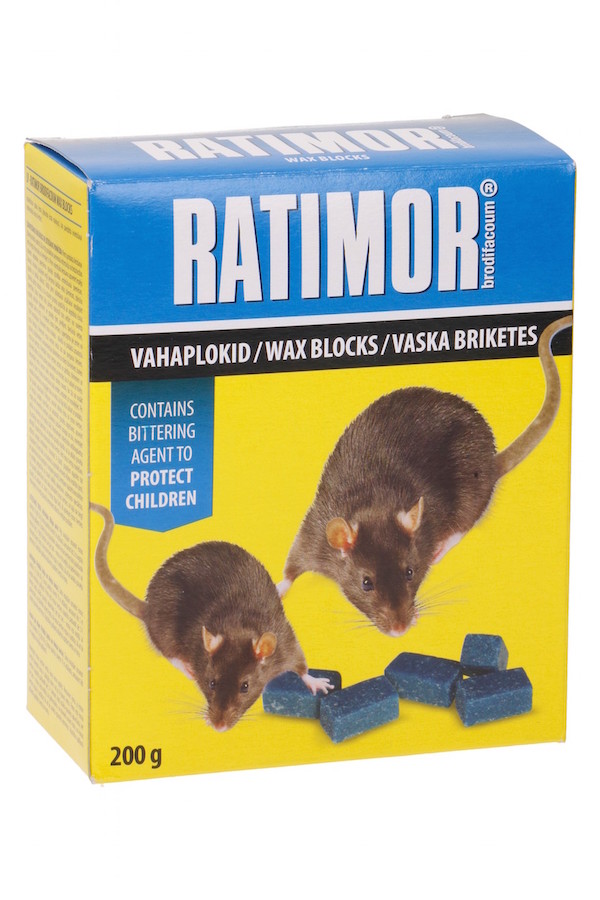 Effective Ratimor mouse and rat poison wax blocks 200g
