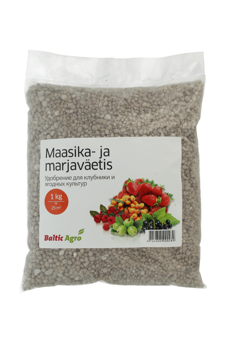maasika ja marjaväetis 1kg Maasika- ja marjaväetis 1kg,marjataimede kevadine lisatoit,saagikust tõstev toitesegu,astelpaju ja sõstarde toitmine,saagihooaja pikendaja,tervislik kodune marjakasvatus