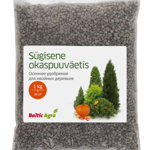 okaspuuväetis 1kg,sügisväetis väikepakend,elupuu väetamine sügisel,kalmistutaimede väetis