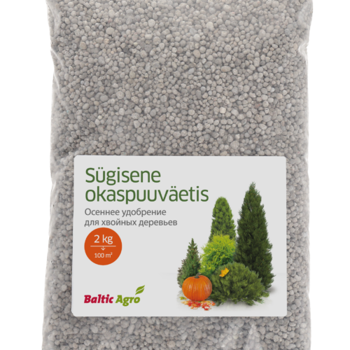 sügisene okaspuuväetis 2kg,okaspuude talvitumine,elupuude sügisväetis,igihaljaste taimede väetis