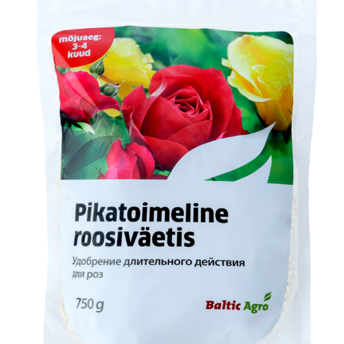 pikatoimeline roosiväetis,Baltic Agro roosiväetis,roosiväetis 750g,rooside väetamine,pikaajaline väetis roosidele,rooside külmakindlus,rikkalik rooside õitsemine