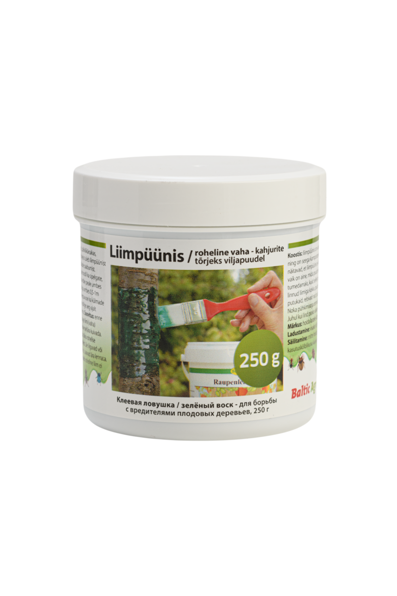 looduslik roheline liimpüünis,puutüve liimpüünis,sipelgate tõrje puudel,külmavaksiku tõrjevahend,roheline vaha putukatele,lehetäide looduslik tõrje