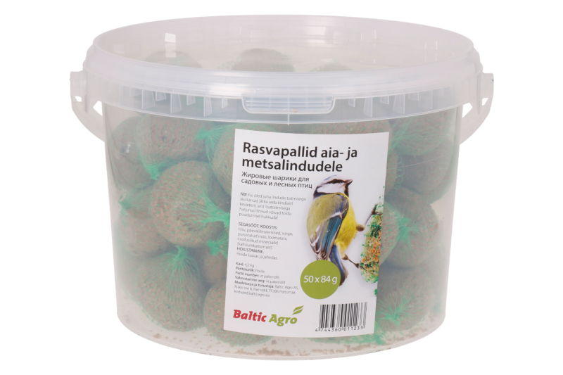 puutarhalintujen ruoka,luonnollinen linnunruoka,Rasvapallot sangossa puutarha- ja metsälinnuille