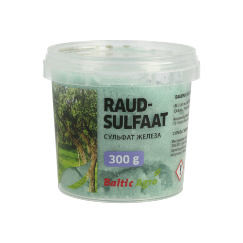 Rautasulfaatti 300 g, hedelmäpuiden ruiskutus, ruusutautien torjunta, jäkälät puunrungolla, rautasulfaattiliuos
