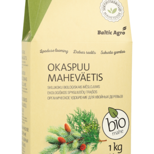 okaspuu maheväetis,elupuu väetis,orgaaniline okaspuuväetis,looduslik aiahooldus,okaste pruunistumine