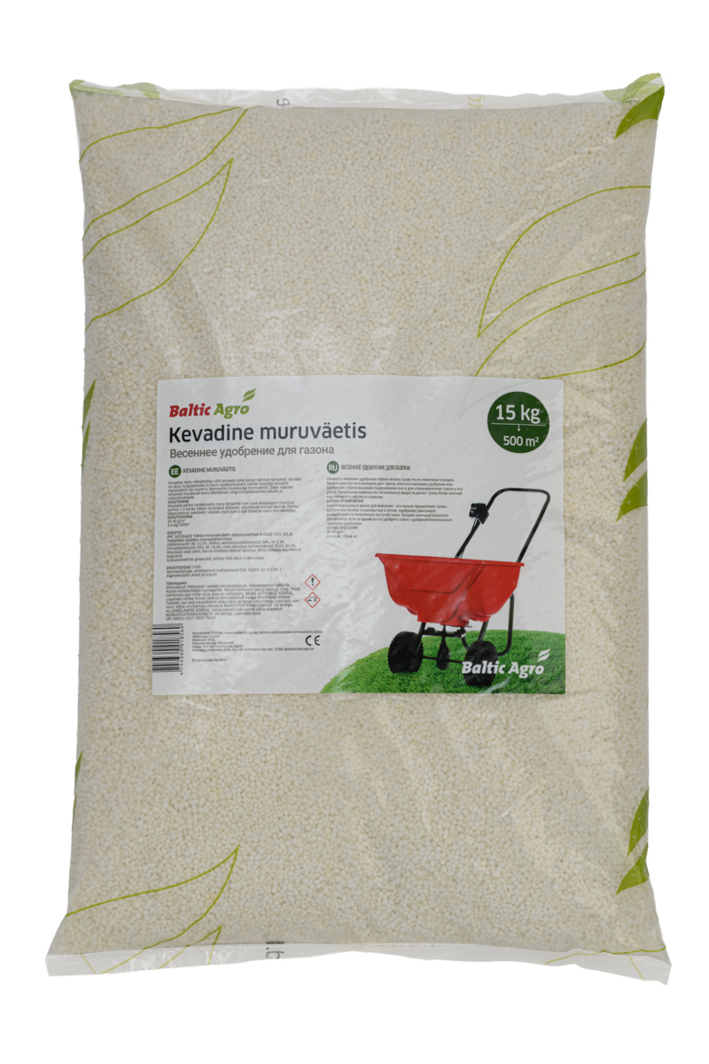 muruväetis,kevadine väetamine,Baltic Agro muruväetis,muru hooldus,roheline muru,väetis 15kg
