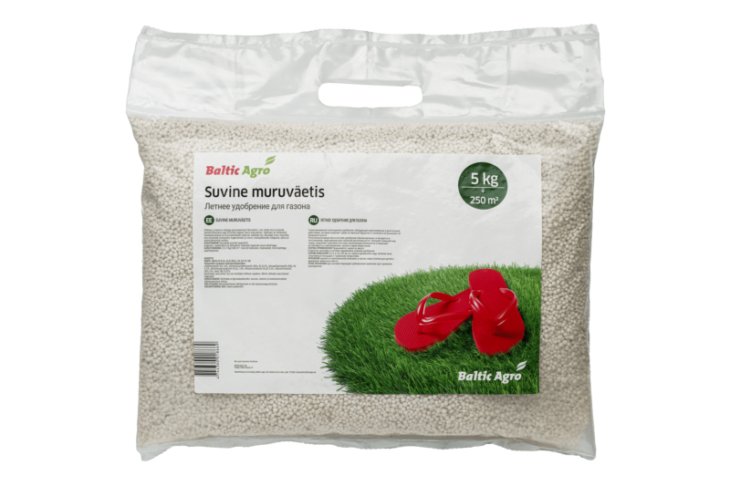 Suvine muruväetis 5kg suvine muruväetis,muru väetamine suvel,muruhooldus juunis,Baltic Agro väetised,põuakindel muru