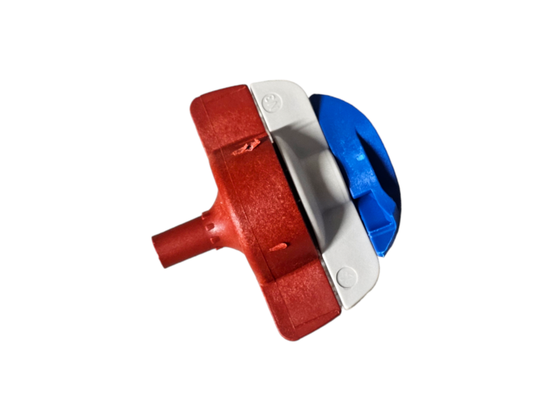 Sinine ja punane keeratav ventiil.