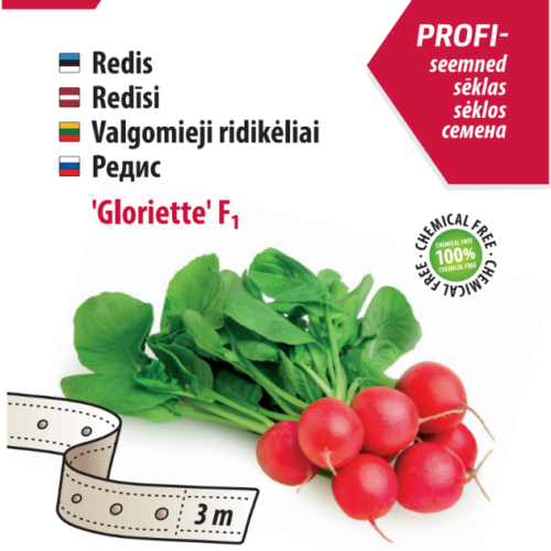 Radish 'Gloriette F1' on seed tape