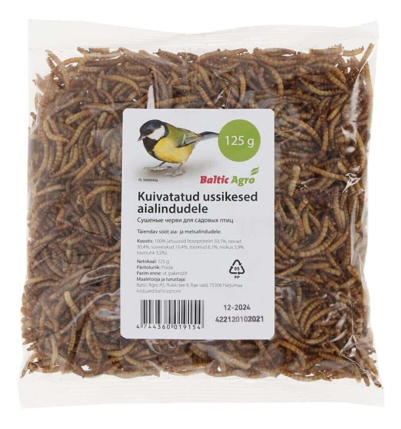 Kuivatut jauhomadot puutarhalinnuille 125g