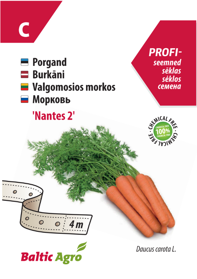 porgand ‘nantes 2’ seemnelindil Carrot 'Nantes 2' on seed tape