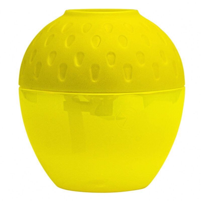 vaco eco puuviljakärbsepüünis koos peibutusvedelikuga Kollane plastist konteiner, ümmarguse kujuga.