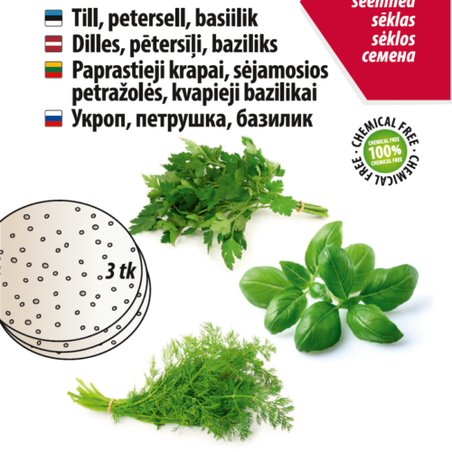 tilli, peterselli, basiiliku seemnekettad Till, petersell, basiilik seemned Baltikum.
