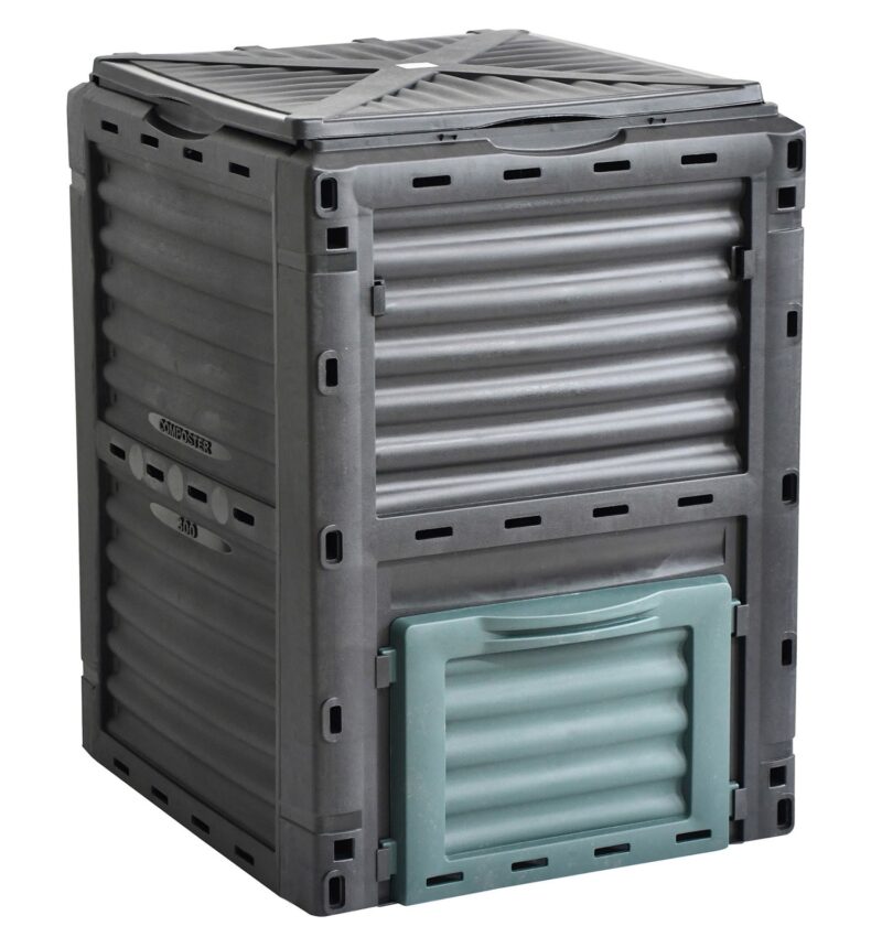 Садовый компостер 300 л Черный пластиковый компостер для использования в саду.