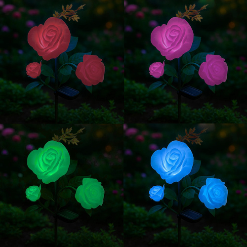 Solar-powered garden rose LED lamp