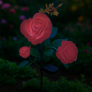 Solar-powered garden rose LED lamp