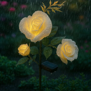 Solar-powered garden rose LED lamp