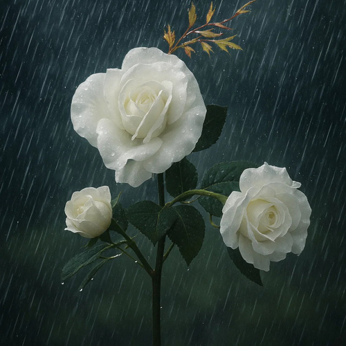 Solar-powered garden rose LED lamp