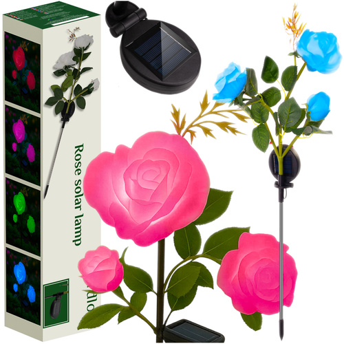Solar-powered garden rose LED lamp