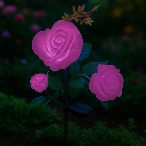 Solar-powered garden rose LED lamp