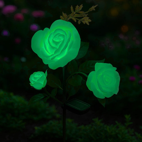 Solar-powered garden rose LED lamp