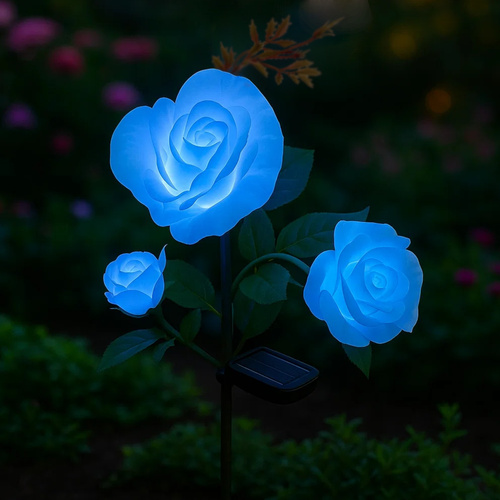Solar-powered garden rose LED lamp