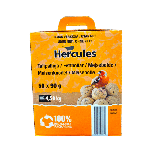 Rasvapallid 50tk,Rasvapallid ilma võrguta,Võrguta rasvapallid,Rasvapallid karbis,Rasvapallid sangaga karbis,Linnusöök säästupakk,Suur pakk rasvapalle,4.5kg rasvapalle,rasvapallid võrguta,ohutu linnutoit,prügivaba linnusööt,aialindude söötmine